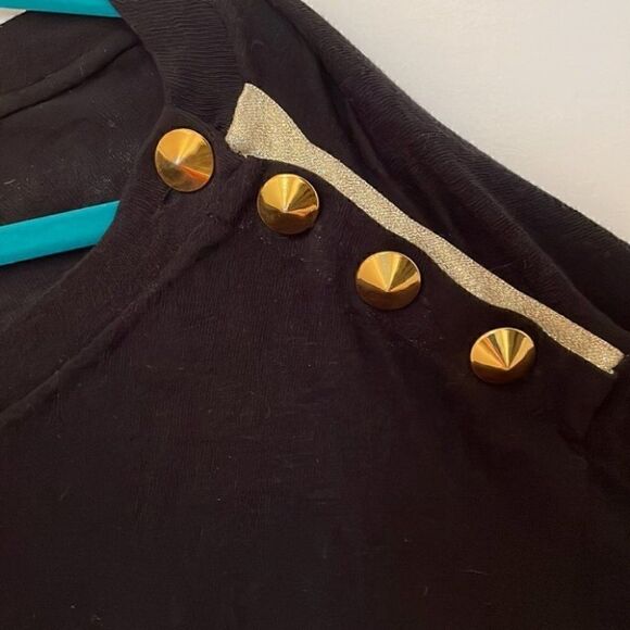 3.1 Phillip Lim Women’s Black T-Shirt Dress Gold Studded Waist Tie - Picture 10 of 10